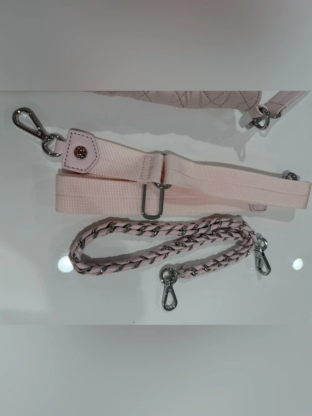 MZ Wallace Quilted Shoulder/Crossbody Hobo Bag in Pale Pink